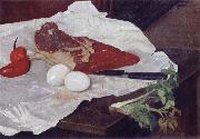 Felix Vallotton Still life with Meat and eggs painting